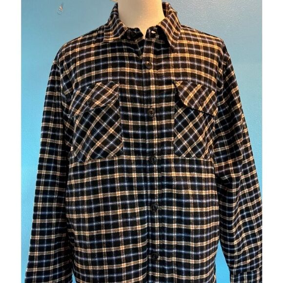 NWT Jachs NY Recycled Flannel Fleece Lining Shacket Shirt Blue Plaid 2XL XXL - Picture 2 of 7
